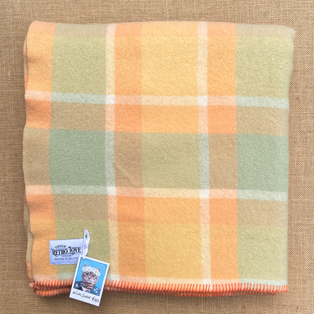 Thick Fruit Salad Check KING SINGLE New Zealand Wool Blanket.