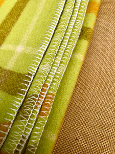 Retro Pistachio Green SINGLE bright with patch repair. Wondawarm! - Fresh Retro Love NZ Wool Blankets