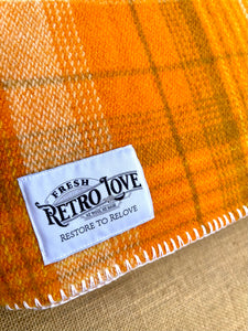 Stunning Retro Orange KING Pure Wool Blanket.