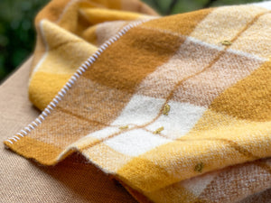 Fluffy Retro with a Leafy Twist THROW Pure New Zealand Wool Blanket.