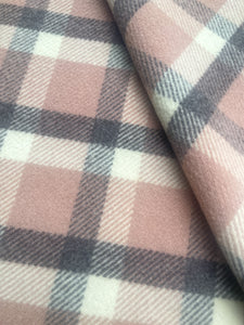 Vintage Blush Taupe & Grey SINGLE New Zealand Wool Blanket.