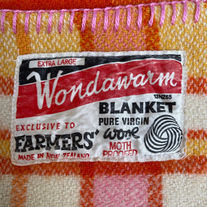Cheerful Orange and Pink DOUBLE Extra Long NZ Wool blanket