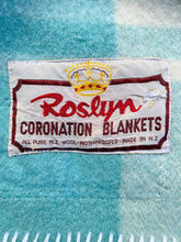 Load image into Gallery viewer, Mint &amp; Cream Check Small SINGLE Roslyn Pure Wool Blanket
