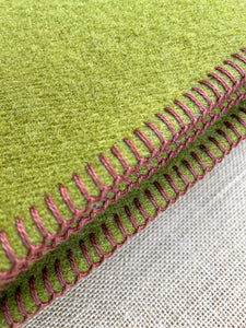 Solid Olive Soft SINGLE Pure New Zealand Wool Blanket.