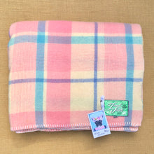 Load image into Gallery viewer, Pastel Pastel Pink and Blue check KING SINGLE Pure Wool Blanket. - Fresh Retro Love NZ Wool Blankets
