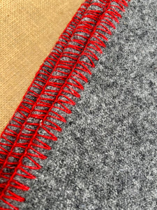 Soft Grey Army Blanket KING SINGLE with Red Stripe New Zealand Wool Blanket
