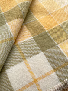 Butter Yellow & Olive DOUBLE/QUEEN New Zealand Wool Blanket
