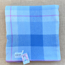 Load image into Gallery viewer, Blue &amp; Magenta large check KING SINGLE Pure New Zealand Wool Blanket.
