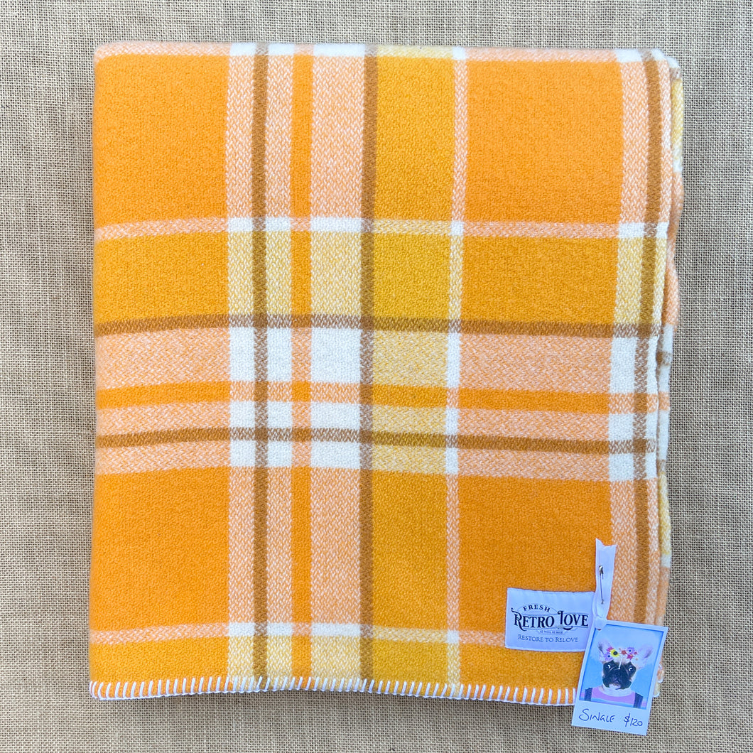 Cheerful Orange & Gold SINGLE New Zealand Wool Blanket