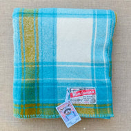 Bright Retro Turquoise THROW New Zealand Wool Blanket