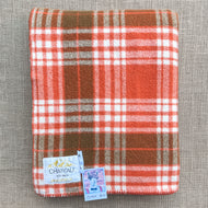 Bright Retro 70's Orange and Olive SINGLE New Zealand Wool Blanket