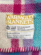 Load image into Gallery viewer, Deep Poppy Pink &amp; Turquoise Plaid KING SINGLE New Zealand Wool Blanket
