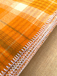 Stunning Retro Orange KING Pure Wool Blanket.