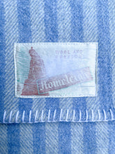 Load image into Gallery viewer, Blue &amp; Cream Lightweight Whitewash SINGLE Vintage NZ Wool Blanket
