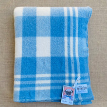 Load image into Gallery viewer, Thick Blue Check SINGLE Pure NZ Wool Blanket.
