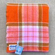 Thick & Fluffy Pink & Orange Bright SINGLE New Zealand Wool Blanket