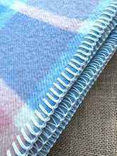 Load image into Gallery viewer, Pink &amp; Blue Check SINGLE New Zealand Wool Blanket
