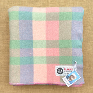 Pretty Pastel Check SINGLE Roslyn Woollen Mills Wool Blanket