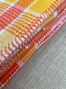 Bright Yellow & Orange SMALL SINGLE/THROW Pure Wool Blanket