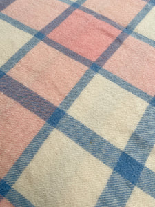 Pink and Blue Check DOUBLE Napier Woollen Mills Vintage NZ Wool Blanket.