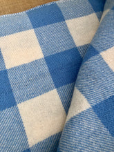 Load image into Gallery viewer, Lightweight SINGLE Wool Blanket in blue and cream check - Fresh Retro Love NZ Wool Blankets
