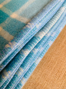 Happy Turquoise, soft and cosy SINGLE Pure Wool Blanket. Wanganui Woollen Mills