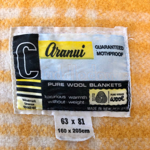 Vibrant Yellow Check SINGLE Aranui Wool Blanket - Fresh Retro Love NZ Wool Blankets