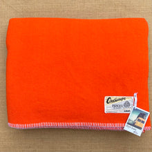 Load image into Gallery viewer, Super Bright Vibrant Orange Extra Long DOUBLE Pure Wool Blanket.
