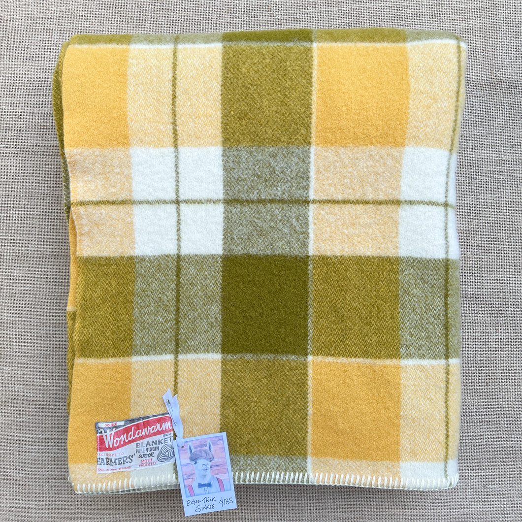Extra Thick Super Bright Retro  SINGLE Wondawarm Pure Wool Blanket