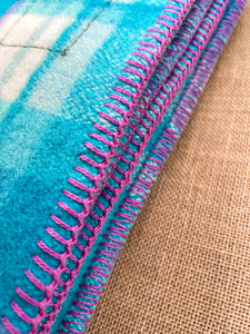 Turquoise & Purple Thick SINGLE New Zealand Wool Blanket
