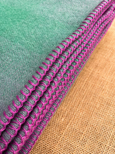 Pine Green & Mauve Ombre SINGLE Pure New Zealand Wool Blanket