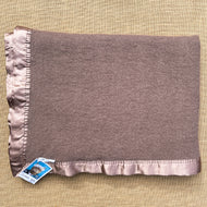 Soft Taupe SINGLE Pure Wool Blanket with Satin Trim