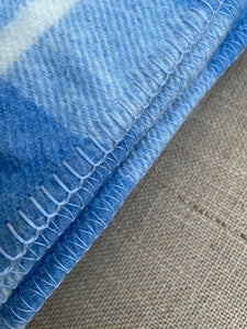 Thick Blue Check SINGLE Pure NZ Wool Blanket.