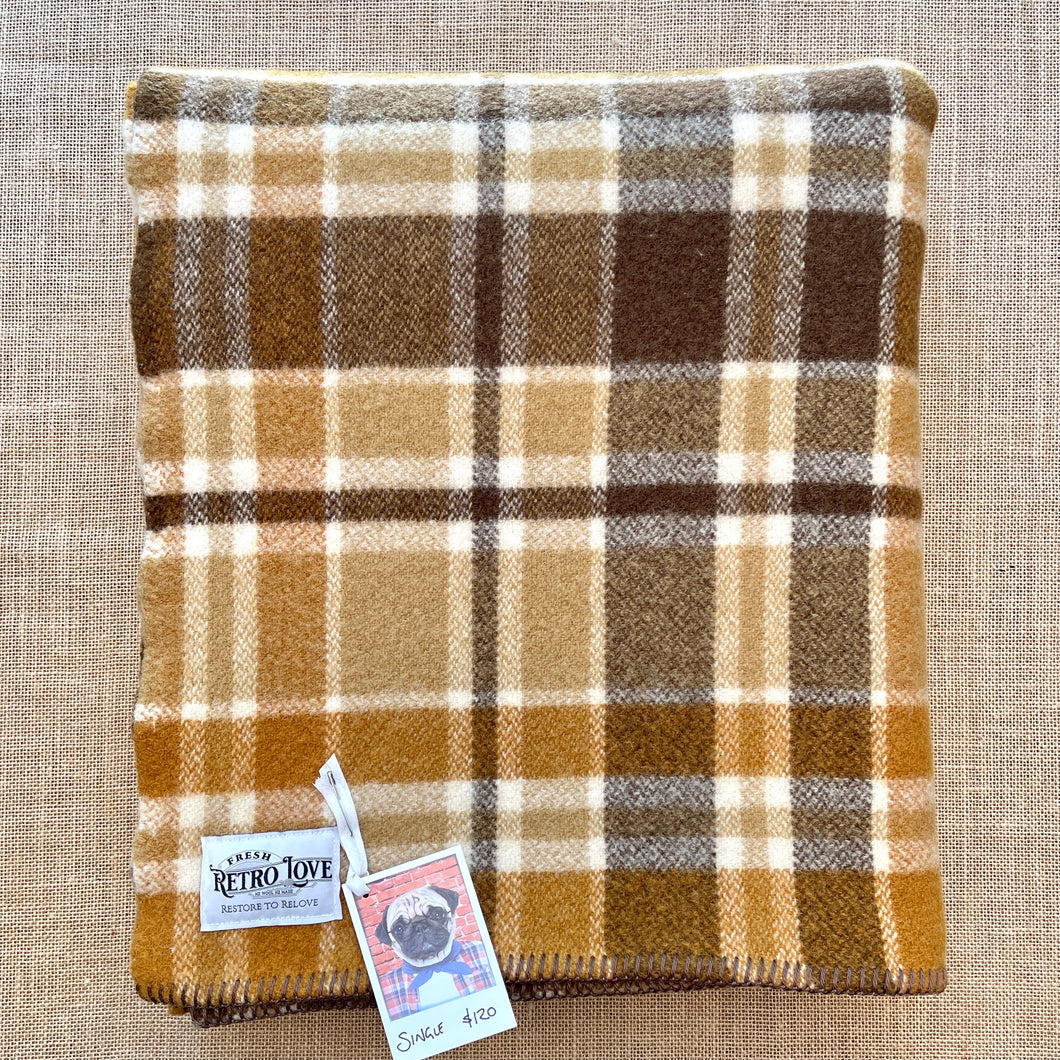 Outdoorsy thick and woody SINGLE New Zealand Wool Blanket