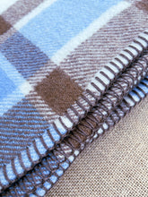 Load image into Gallery viewer, Blue &amp; Brown Check SINGLE New Zealand Wool
