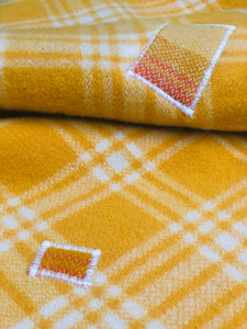 Vibrant Yellow Check SINGLE Aranui Wool Blanket - Fresh Retro Love NZ Wool Blankets
