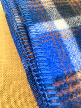 Load image into Gallery viewer, Ultra Thick Royal Blue Plaid SINGLE New Zealand Wool Blanket
