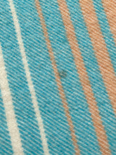 Load image into Gallery viewer, Teal &amp; Warm Brown Stripe KING SINGLE New Zealand Wool Blanket.
