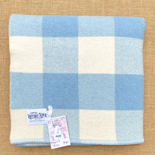 Load image into Gallery viewer, Thick Blue &amp; Cream Check THROW New Zealand Wool Blanket **BARGAIN BLANKET**
