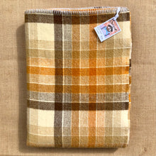 Load image into Gallery viewer, Thick Brown Check Winter Weight SINGLE New Zealand Wool Blanket - Fresh Retro Love NZ Wool Blankets
