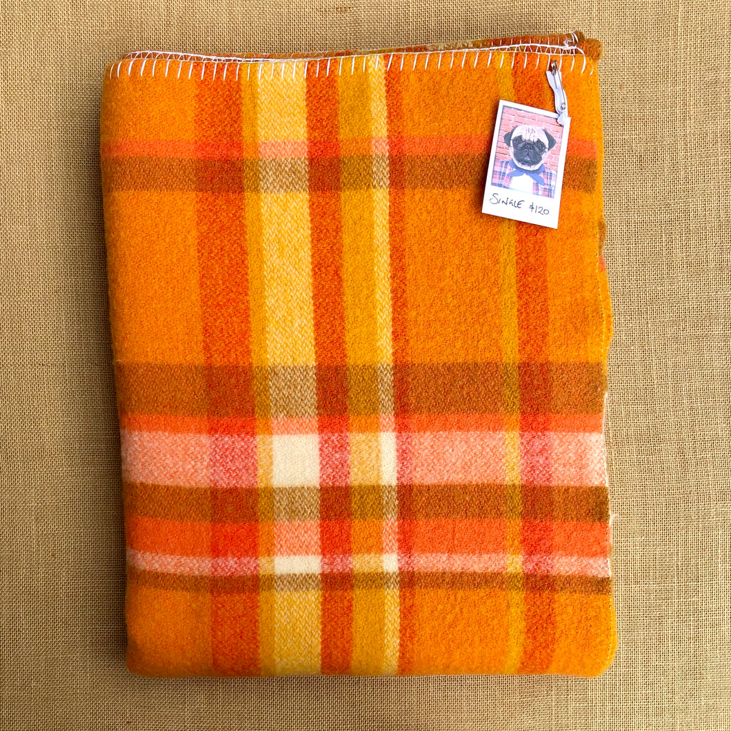 Super Bright Orange Retro SINGLE 100% Wool Blanket - Fresh Retro Love NZ Wool Blankets