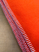 Load image into Gallery viewer, Super Bright Vibrant Orange Extra Long DOUBLE Pure Wool Blanket.
