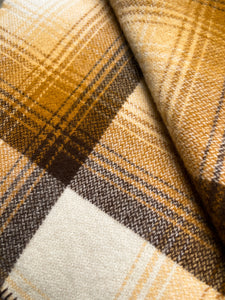 Extra Thick DOUBLE New Zealand Wool Blanket Warm Brown Check