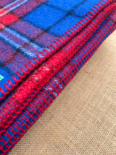 Load image into Gallery viewer, Primary Red &amp; Blue SINGLE/TRAVEL RUG New Zealand Wool

