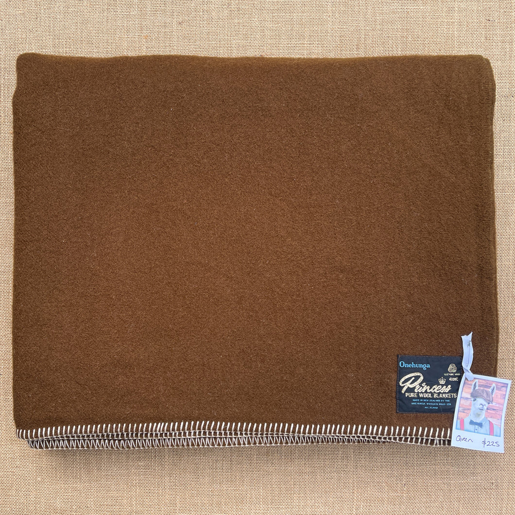 Deep Bark Brown DOUBLE/QUEEN Onehunga Woollen Mills Wool Blanket