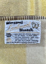 Load image into Gallery viewer, Taupe &amp; Lemon Wanganui Woollen Mills SINGLE New Zealand Wool Blanket

