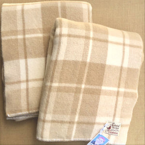 Soft, Light and Thick PAIR of SINGLE New Zealand Wool Blankets. - Fresh Retro Love NZ Wool Blankets