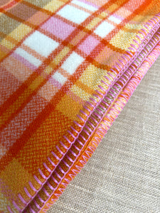 Cheerful Orange and Pink DOUBLE Extra Long NZ Wool blanket