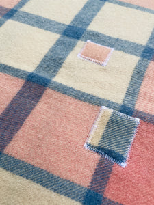 Pink and Blue Check DOUBLE Napier Woollen Mills Vintage NZ Wool Blanket.