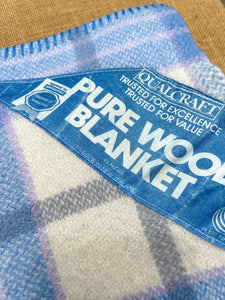 Blue & Cream Heavyweight THROW/COT New Zealand Wool Blanket